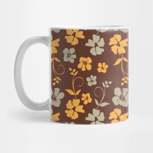 Botanic Floral Pattern Brown Yellow Pastel Mug